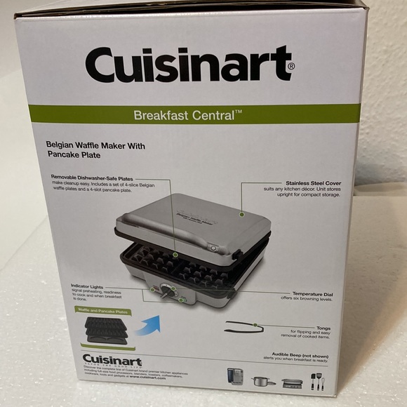 BREAKFAST CENTRAL BELGIAN BRAND NEW WAFFLE MAKER WITH PANCAKE PLATE - Picture 3 of 12